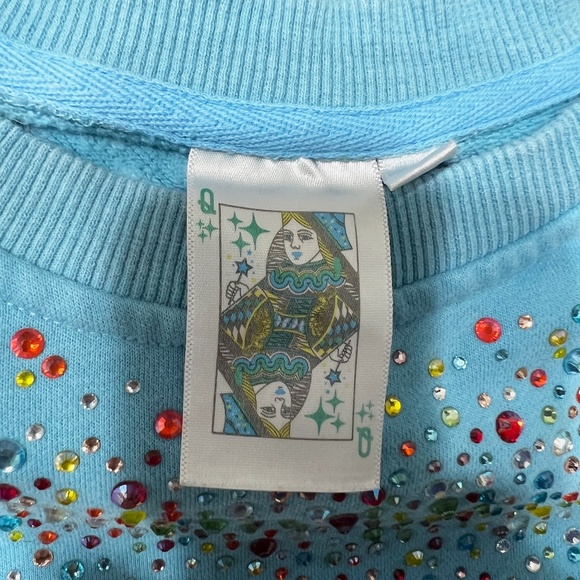 Queen Of Sparkles Crystal Jewel Diamond Rhinestone Crew Neck Sweatshirt Dress S - Picture 2 of 4